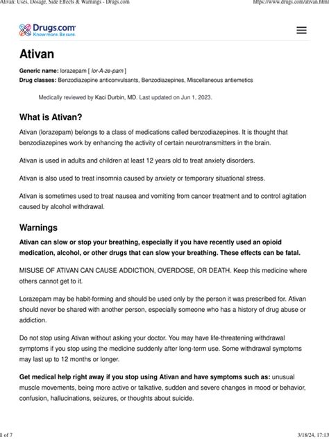 Ativan: Uses, Dosage, Side Effects & Warnings .